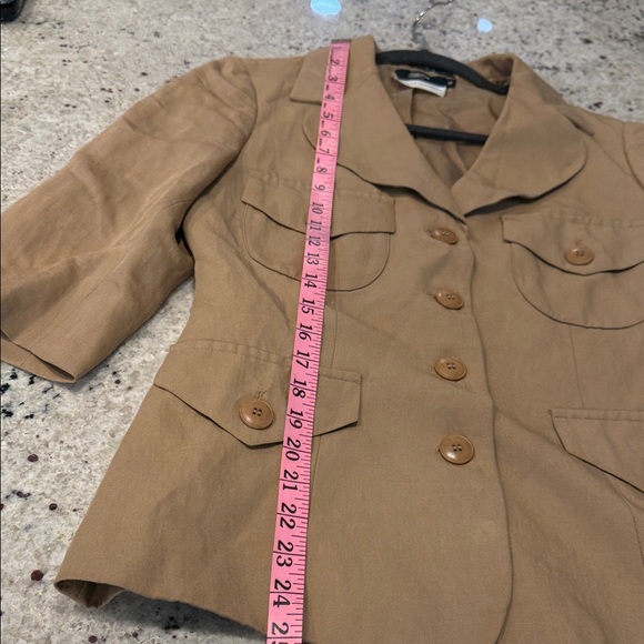 Vintage Linen Bergdorf Goodman SAFARI utility jacket blazer - Picture 4 of 8